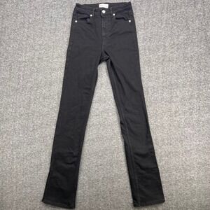 Zara Women Black High Waisted Slim Straight Leg Jeans Size 4 Sleek Goth